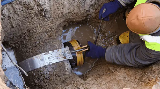 Technician performing underground drainage repair for foundation protection and gutter systems in Gilbert, AZ